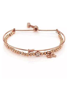 NWT Best Friends Rose Gold Tone Silver P "BFF" Bird Crystal Charm  Bracelet NWT